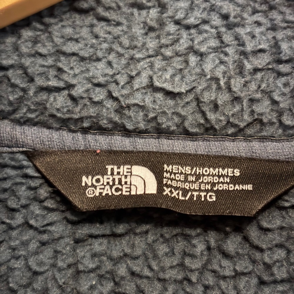 The North Face Mens XXL Quarter Zip Fleece Pullover Teal Blue Heathered Jacket - Picture 4 of 6